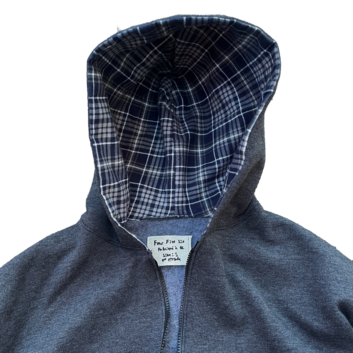Zip-Up Hoodie - Plaid Design (S/M)