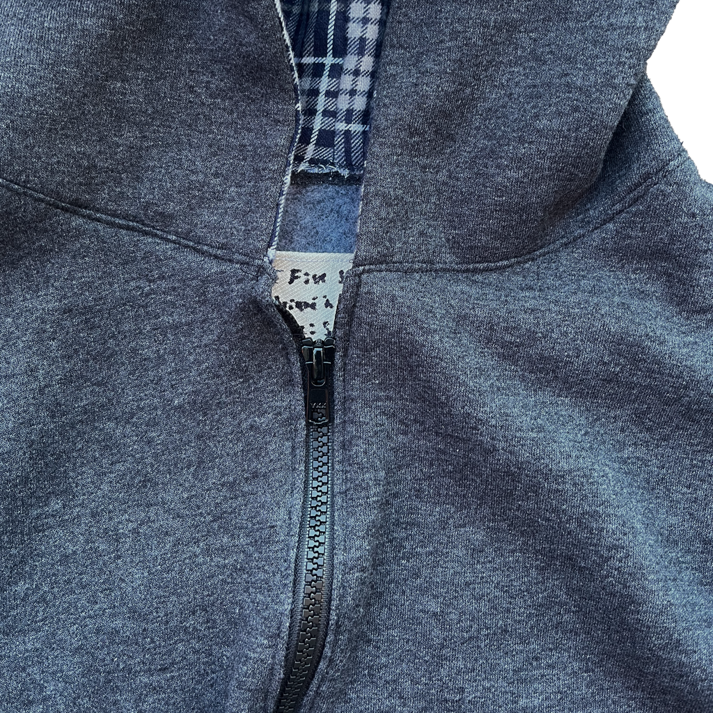 Zip-Up Hoodie - Plaid Design (S/M)