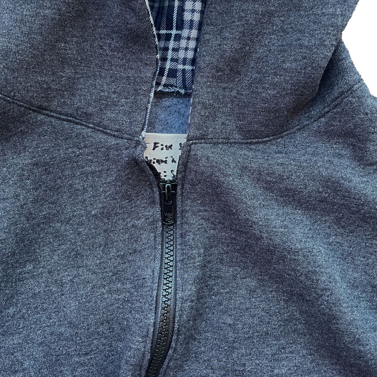 Zip-Up Hoodie - Plaid Design (S/M)