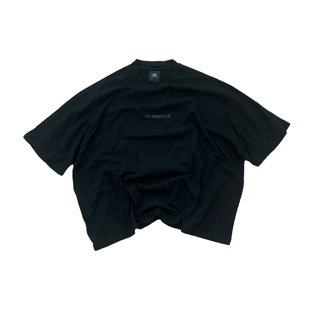 Black Boxy Heavyweight Cropped Tee
