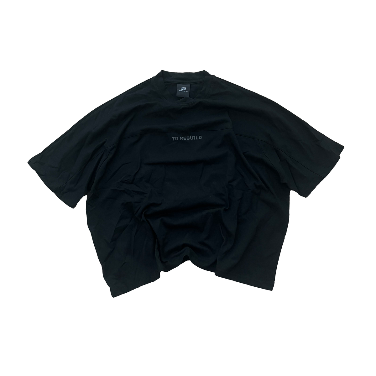 Black Boxy Heavyweight Cropped Tee