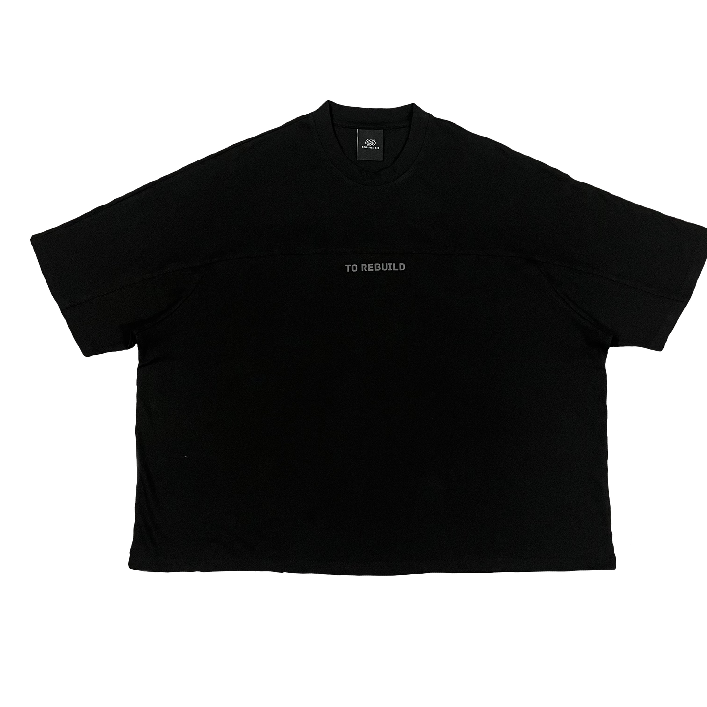 Black Boxy Heavyweight Cropped Tee