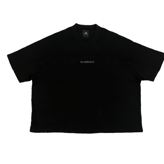 Black Boxy Heavyweight Cropped Tee