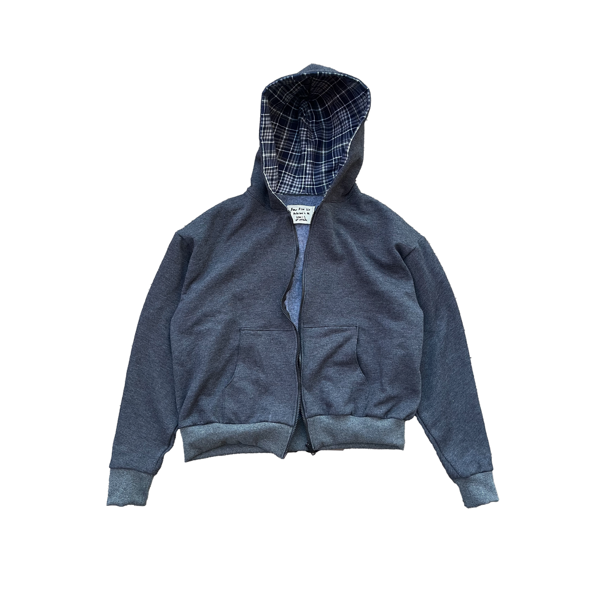 Zip-Up Hoodie - Plaid Design (S/M)